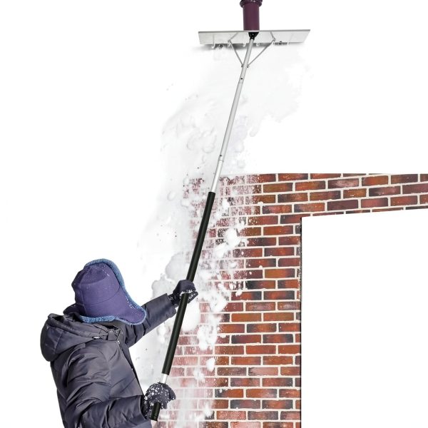 TORIBIO Snow Rake Adjustable Telescopic Handle Roof Cleaning-8