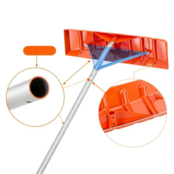 VEVOR Snow Roof Rake Plastic Blade 21ft Reach Silver-2