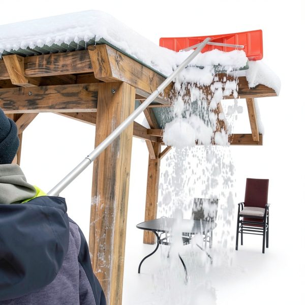 VEVOR Snow Roof Rake Plastic Blade 21ft Reach Silver-8