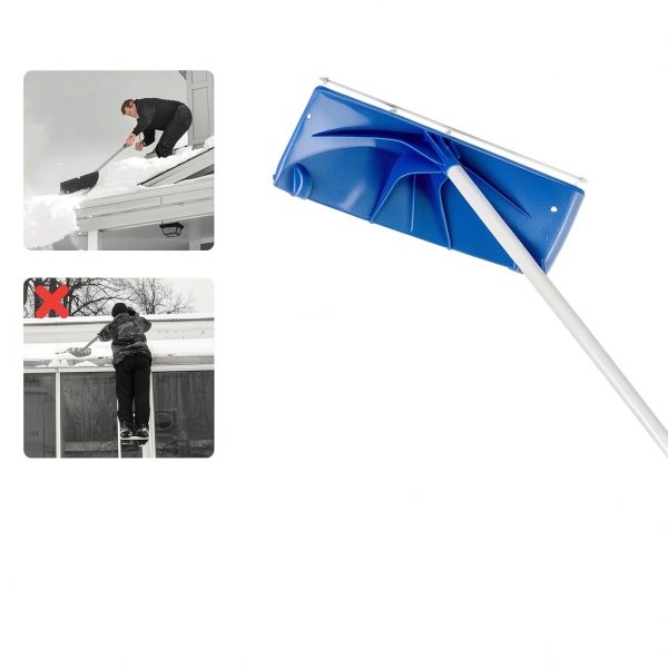 Goplus Snow Roof Rake Telescoping Handle Wide Blade Wheels-1
