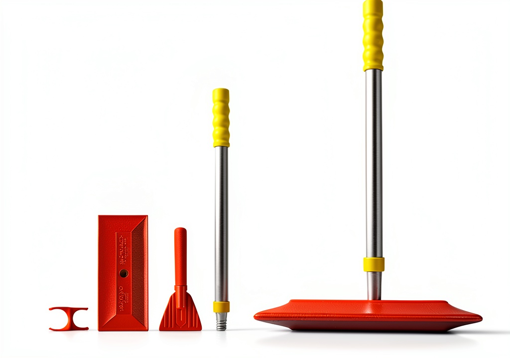 Shuttsco snow rake extended on an SUV roof