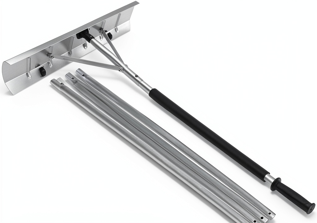 TORIBIO Snow Rake extended to full length on a snowy roof