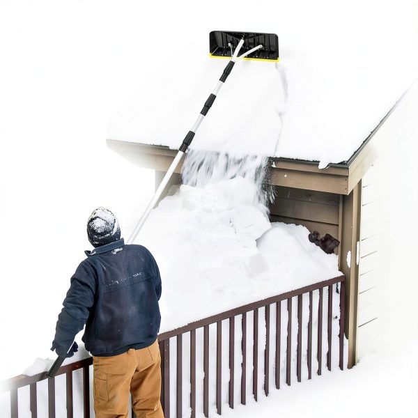 GYMAX Extendable Aluminum Snow Roof Rake Foldable-0