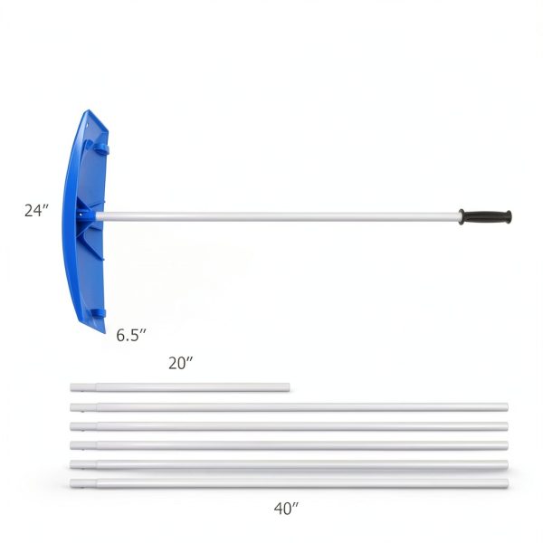 Goplus Snow Roof Rake Telescoping Handle Wide Blade Wheels-6