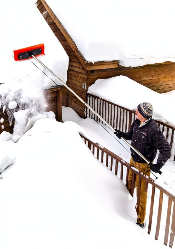 ZUYTREWF Roof Snow Rake Adjustable Handle Wide Blade-2