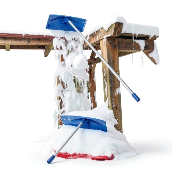 Goplus Snow Roof Rake Telescoping Handle Wide Blade Wheels-4