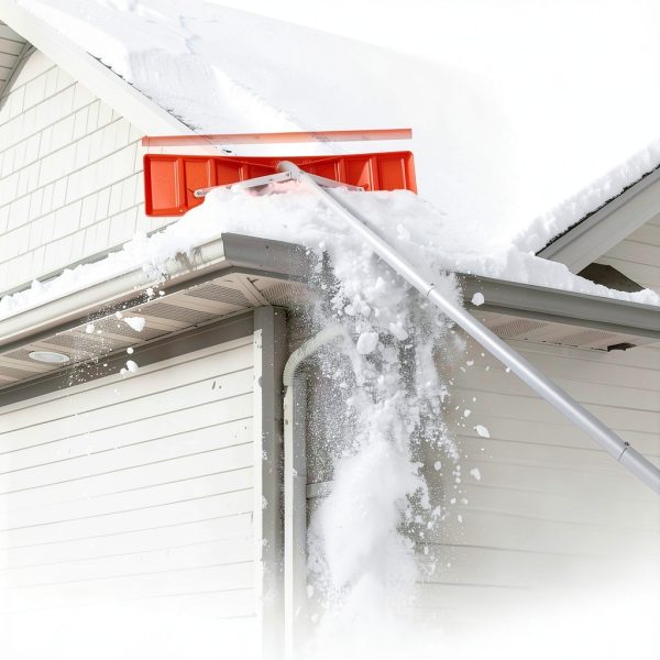 VEVOR Snow Roof Rake Plastic Blade 21ft Reach Silver-1