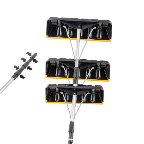 GYMAX Extendable Aluminum Snow Roof Rake Foldable-2