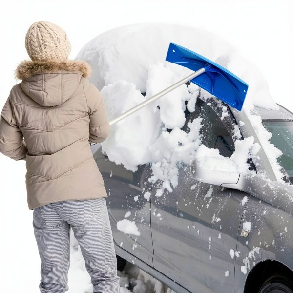 Goplus Snow Roof Rake Telescoping Handle Wide Blade Wheels-8