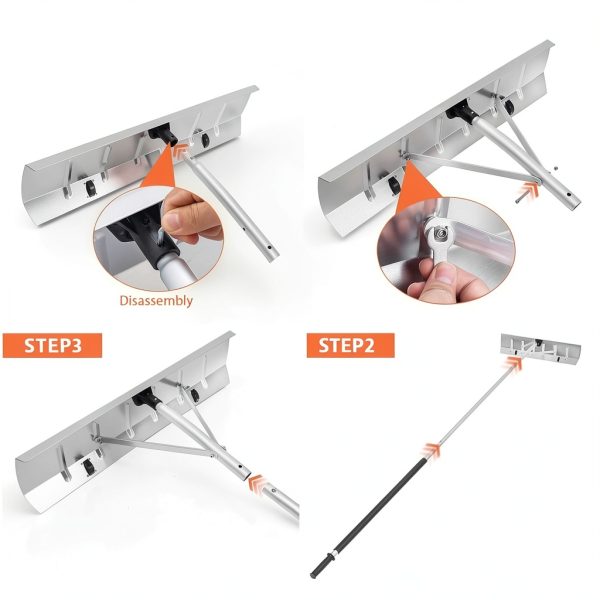 TORIBIO Snow Rake Adjustable Telescopic Handle Roof Cleaning-4