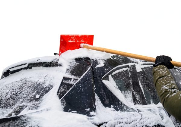 Shuttsco Snow Rake Orange Wood Handle Compact Lightweight-1