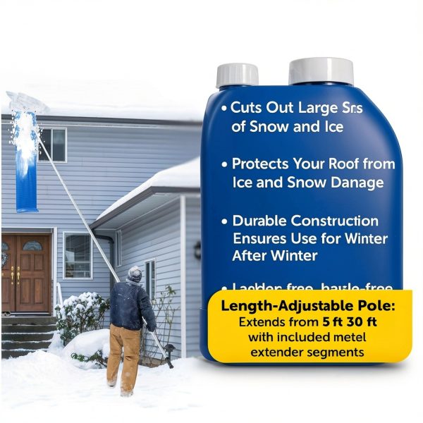 Maplefield Snow Roof Rake Aluminum Telescopic Heavy Snow-3