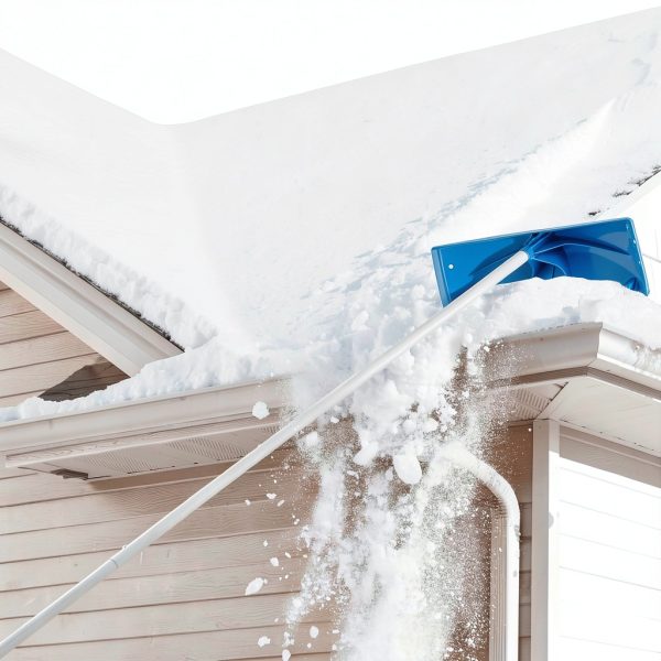 Goplus Snow Roof Rake Telescoping Handle Wide Blade Wheels-5