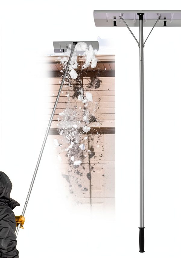 FAITIO Roof Snow Rake Telescoping Aluminum Ground Level Use-8