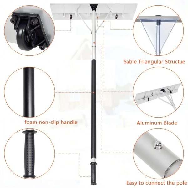 TORIBIO Snow Rake Adjustable Telescopic Handle Roof Cleaning-7